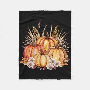 Pumpkins och Wheat Harvest Thanksgivna in Fleecefilt