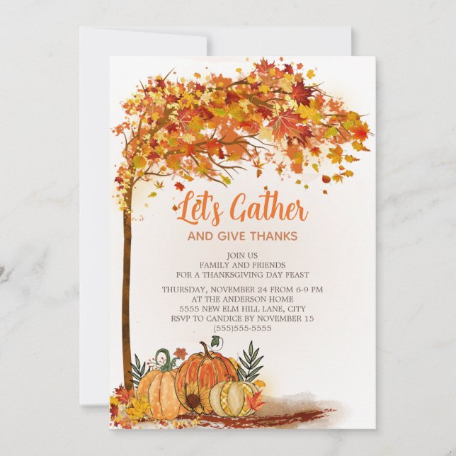 Pumpkins Orange Höst löv Thanksgiving Middag (Framsida)