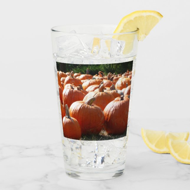 Pumpkins Photo for Fall, Halloween eller Thanksgiv Glaskopp (Bakside Is)