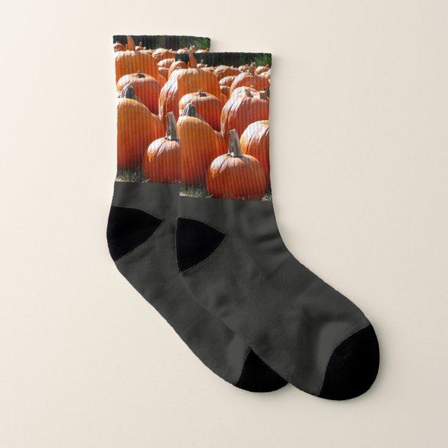 Pumpkins Photo for Fall, Halloween eller Thanksgiv Strumpor (Par)