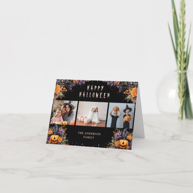Pumpkins Photo Happy halloween Card Helgkort (Framsida)