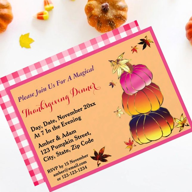 Pumpkins & Pumpkins Gradient, Guld & Foil Struktur Inbjudningar (Skapare uppladdad)