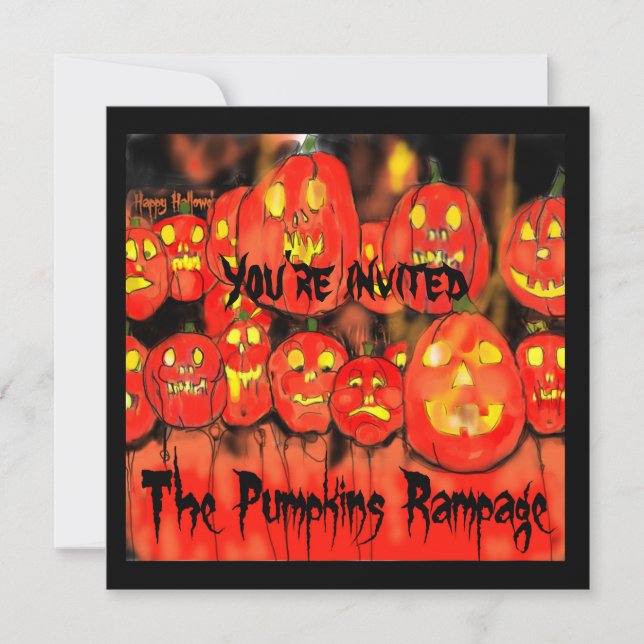 Pumpkins Rampage Halloween fest-inbjudan Inbjudningar (Framsida)