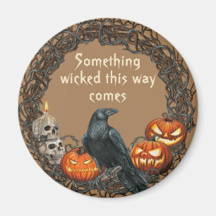 Pumpkins & Raven Halloween Wandeans Magnet