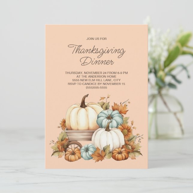Pumpkins Rustic Boho Harvest Thanksgiving Dinner (Stående Fram)