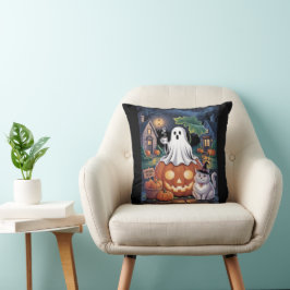 Pumpkins Sale & Caffeine Ghost & Cat Dekorativ kud Kudde