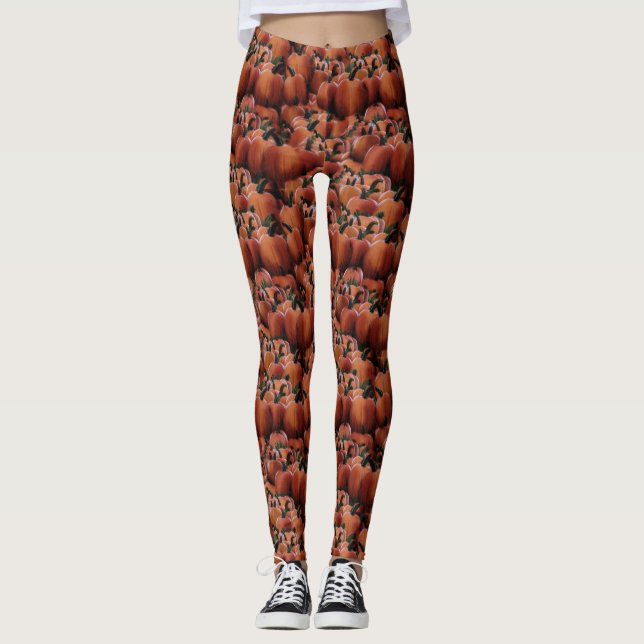 Pumpkins Seamless Mönster Leggings (Framsida)