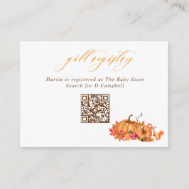 Pumpkins Squirrel & Löv QR Code Gift Registry Tilläggskort