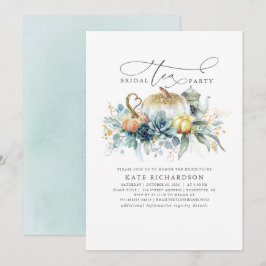 Pumpkins Succulents Fall Möhippa Tea Party Inbjudningar