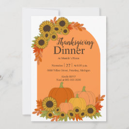 Pumpkins & Sunblommor Fall Foliage Thanksgiving Inbjudningar