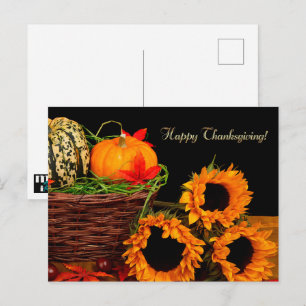 Pumpkins & Sunblommor Thanksgiving Postcards Vykort