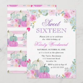 Pumpkins-Sweet sixteen för vattenfärgsfall-Blommig Inbjudningar