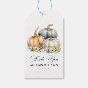 Pumpkins tack Bröllop Blue Orange Guld Presentetikett