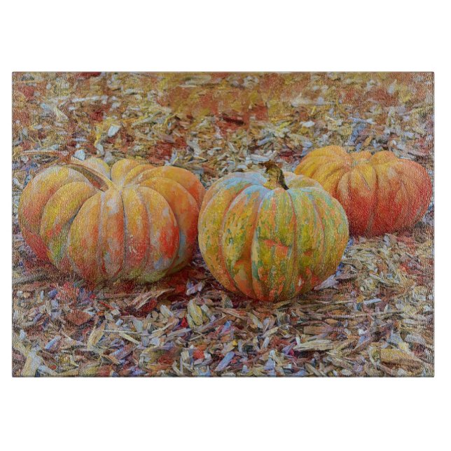 Pumpkins Thanksgiving Art Glass Cutting Board (Framsidan)