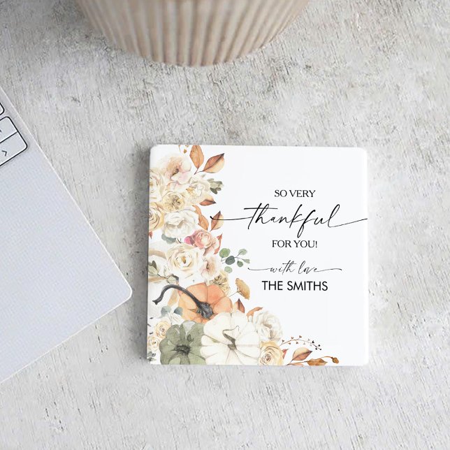 Pumpkins Thanksgiving Dinner Square Paper Coaster Underlägg Papper Kvadrat (Skapare uppladdad)