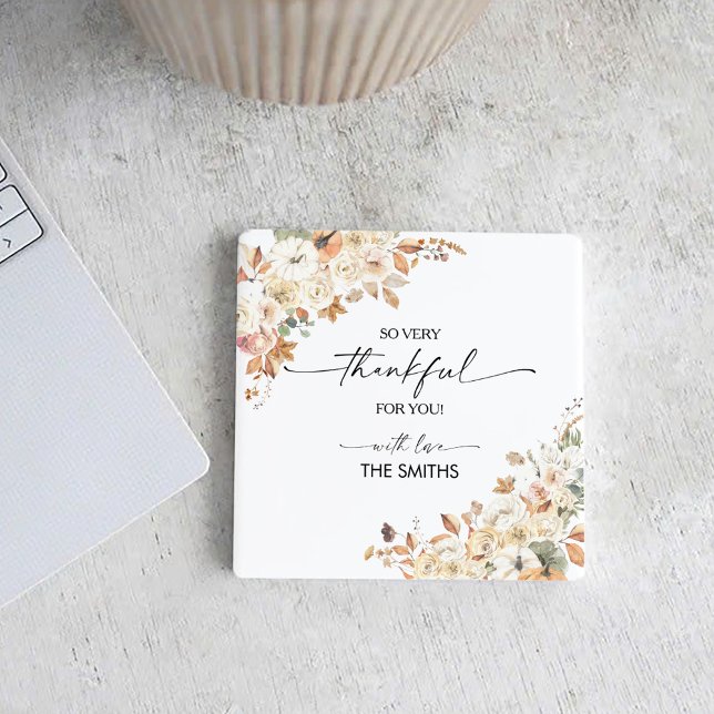 Pumpkins Thanksgiving Dinner Square Paper Coaster Underlägg Papper Kvadrat (Skapare uppladdad)