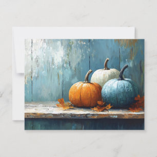 Pumpkins-trio på Rustic Wood Vykort