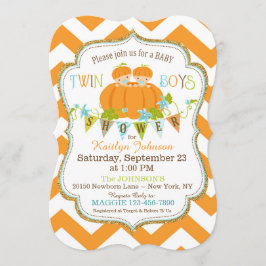 Pumpkins Twin Boys Fall Baby Shower-inbjudningar Inbjudningar