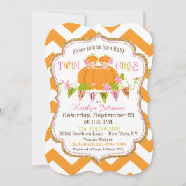Pumpkins Twin Girls-inbjudan till barnskor Inbjudningar