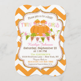 Pumpkins Twin Girls-inbjudan till barnskor Inbjudningar