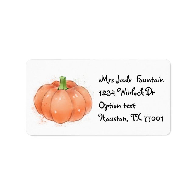 Pumpkins vattenfärgssetikett för Returadress av me Adressetikett (Framsidan)