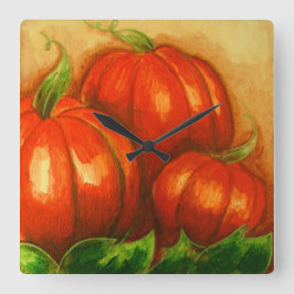 PUMPKINS WALL CLOCK FYRKANTIG KLOCKA
