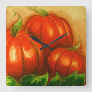 PUMPKINS WALL CLOCK FYRKANTIG KLOCKA