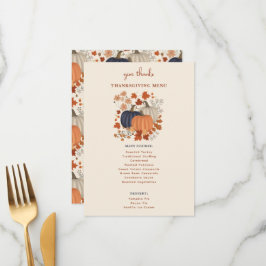 Pumpkins Wildblommor Thanksgiving Dinner Menu Meny