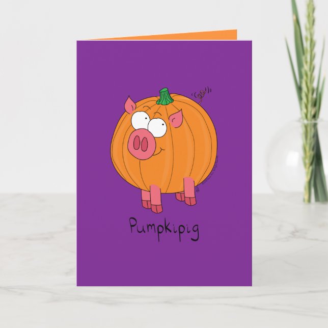 Pumpkisvin - Lustigt Halloween Gris-hälsningskort Kort (Framsida)