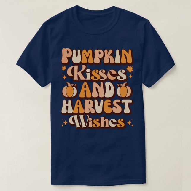 Pumpkyssar och skörda önskemål t shirt (Design framsida)
