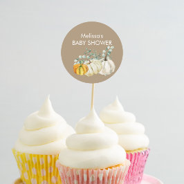 Pumpor av vit orange Pumpkin Genery cuptårta, topp Runt Klistermärke