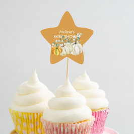 Pumpor av vit orange Pumpkin Genery cuptårta, topp Stjärnformat Klistermärke