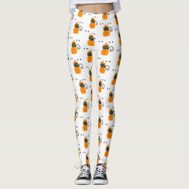 Pumpor, Black Cat & Eyebullar, Halloween Mönster Leggings