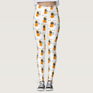Pumpor, Black Cat & Eyebullar, Halloween Mönster Leggings