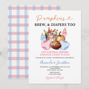 Pumpor Brew & Diaper to Gender Reveal Fall Inbjudningar