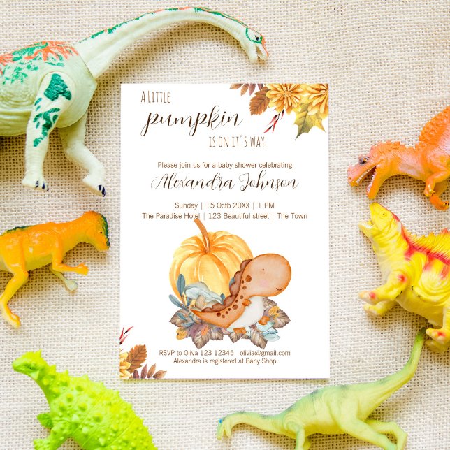 Pumpor dinosaur-fall-babyduschinvitation inbjudningar (Skapare uppladdad)