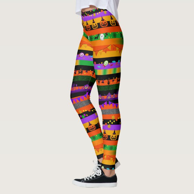 Pumpor, Fladdermus och Halloween fest Leggings (Vänster)