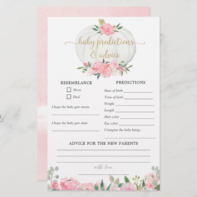 Pumpor-flicka i Baby-förutsägelser (Fram/baksida)