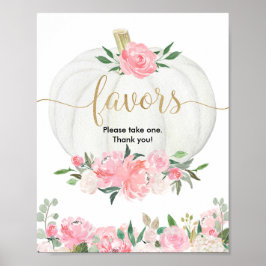 Pumpor för blommigt rosa guld Babyduschfavörer Poster