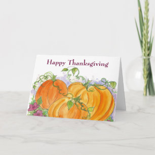 Pumpor för happy thanksgivingvattenfärgorange helgkort