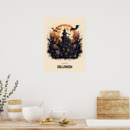 Pumpor från happy halloween och fladdermus poster