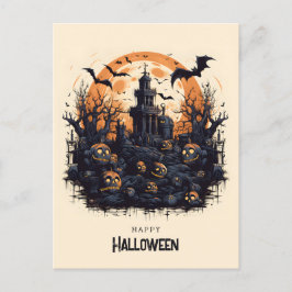 Pumpor från happy halloween och fladdermus vykort