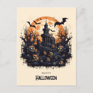Pumpor från happy halloween och fladdermus vykort