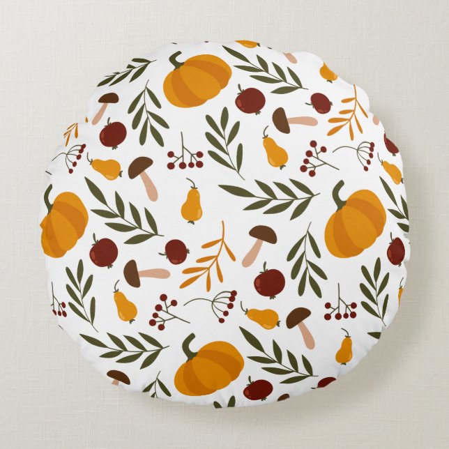 Pumpor, granater och päron rund kudde (Framsidan)