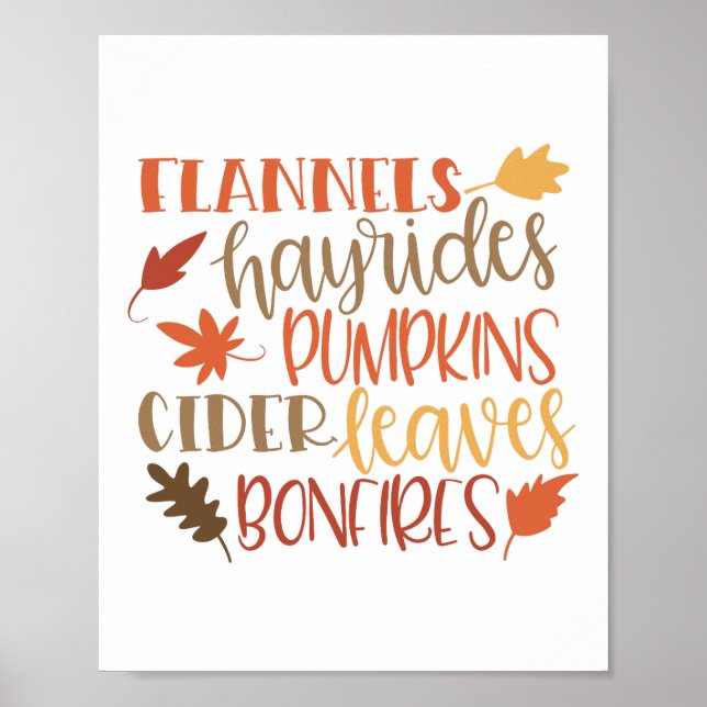 Pumpor, Hayrides, Flannels Typography Poster (Framsidan)