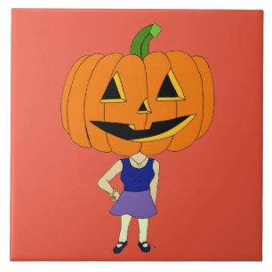 Pumpor head chibi tjej kakelplatta