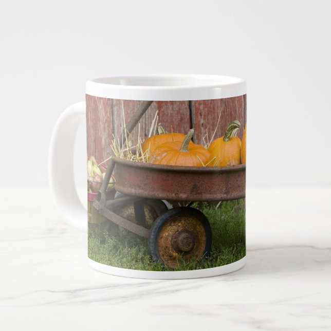 Pumpor i gammal kärra jumbo mugg (Framsida vänster)