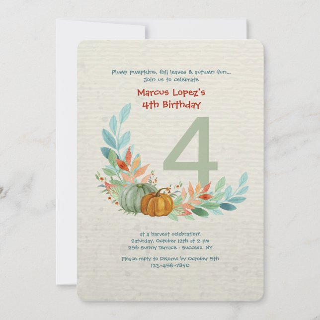 Pumpor in Watercolor Birthday-inbjudan Inbjudningar (Framsida)
