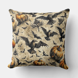 Pumpor, Kråkor och Fladdermus Halloween Mönster (2 Kudde