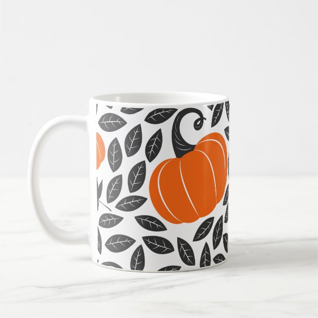 Pumpor, löv: Söt hösten mönster. Kaffemugg (Vänster)